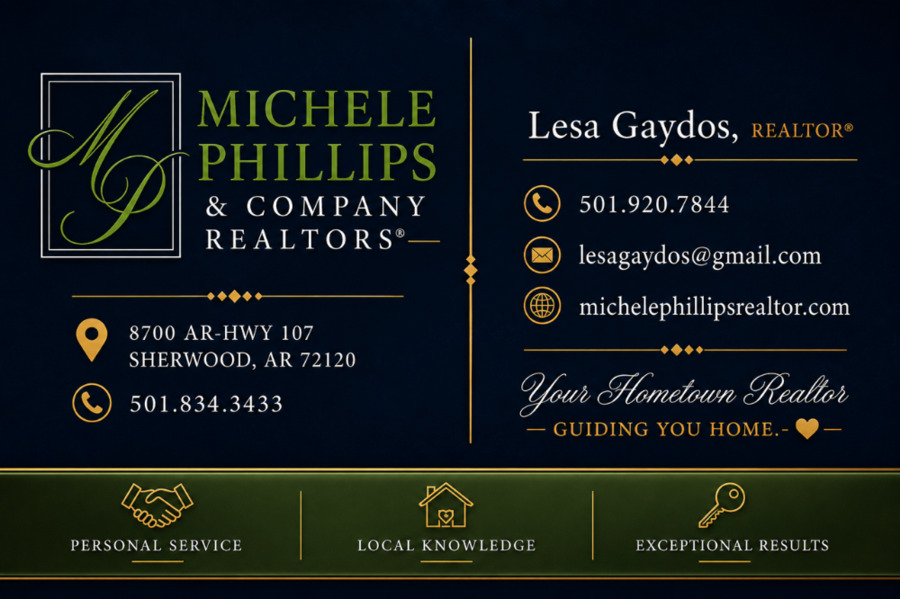 Lesa Gaydos, REALTOR® — Michele Phillips & Company. 501-920-7844, lesagaydos@gmail.com, michelephillipsrealtor.com.